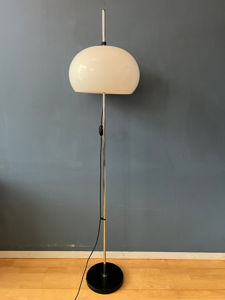 Mid Century Mushroom Floor Lamp with White Plexiglass Shade