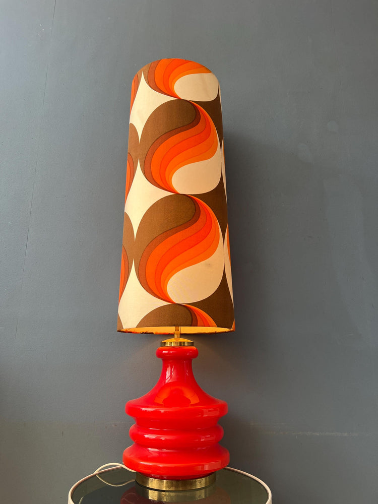 Orange Glass West Germany Floor Lamp with Space Age Fabric Shade
