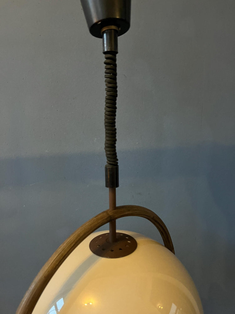Mid Century Bamboo Dijkstra Space Age Mushroom Pendant Lamp