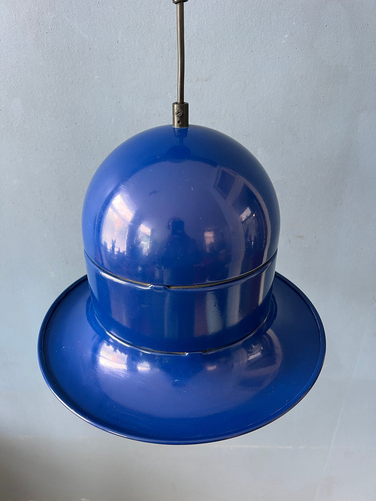 Blue Mid Century Flying Saucer UFO Pendant Lamp
