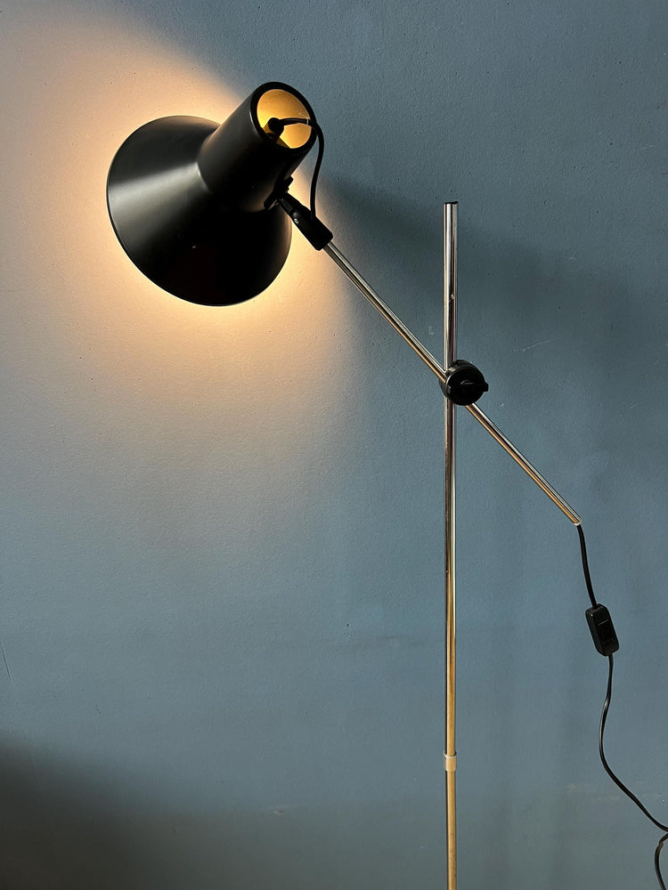 Vintage Adjustable Black Floor Lamp in Style of Hoogervorst