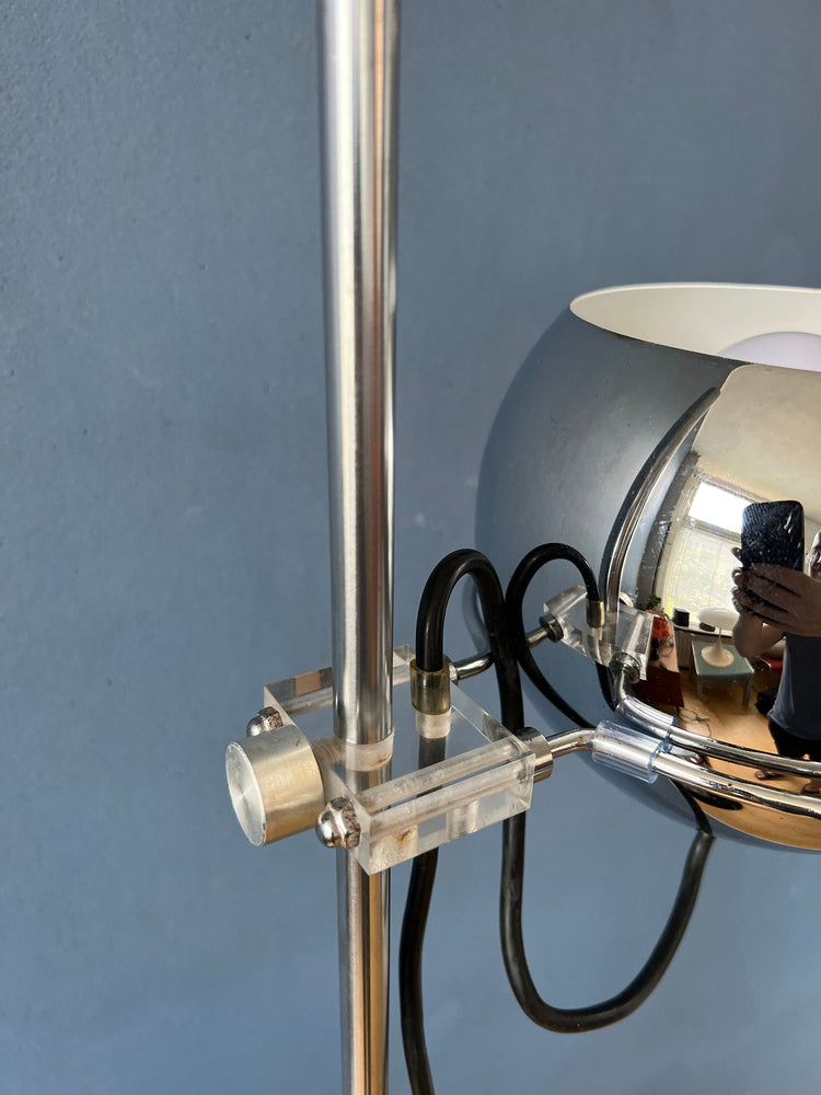 Chrome Eyeball Floor Lamp - GEPO Space Age Standing Light - Mid Century Lamp