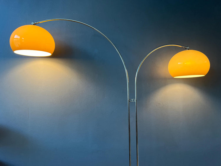 Chrome Space Age Dijkstra Double Arc Mushroom Floor Lamp