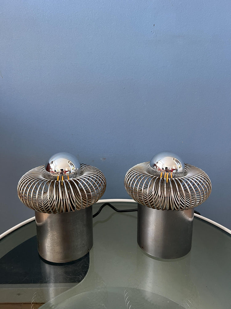70s Philippe Rogier Steel Table Lamps for Galerie Oxar
