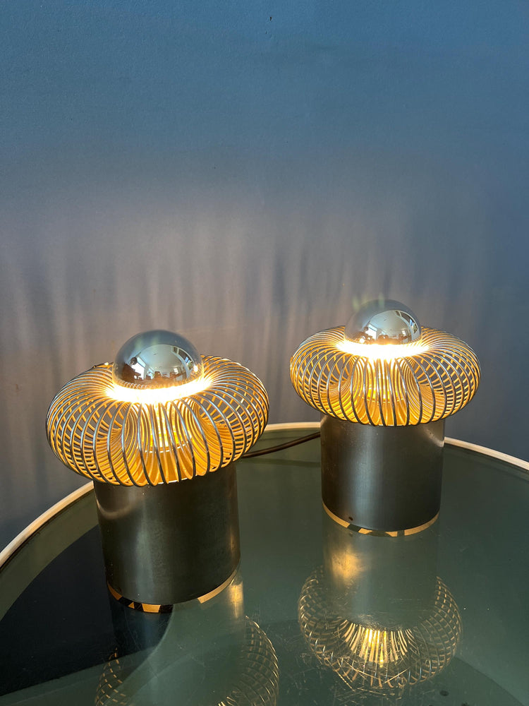 70s Philippe Rogier Steel Table Lamps for Galerie Oxar