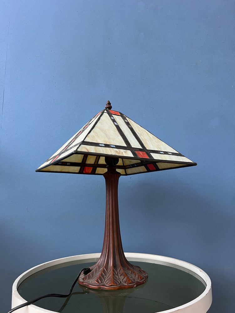Colourful Tiffany Stained Glass Table Lamp Art Deco Style