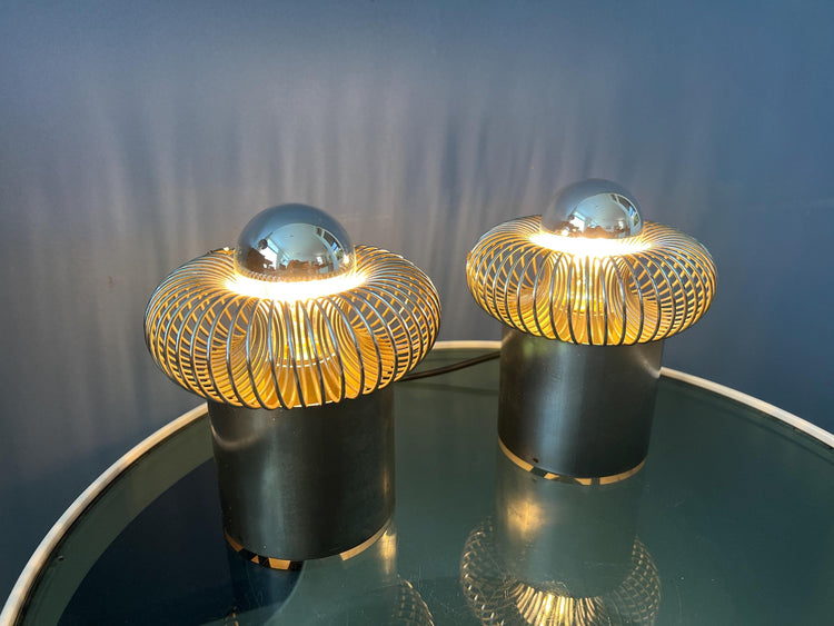 70s Philippe Rogier Steel Table Lamps for Galerie Oxar