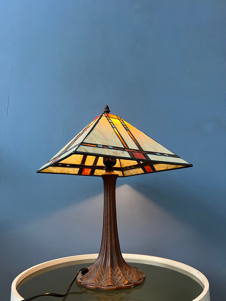 Colourful Tiffany Stained Glass Table Lamp Art Deco Style