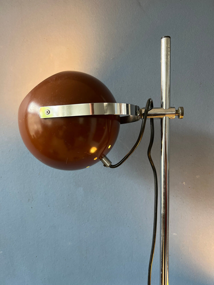 Brown Vintage Herda Eyeball Floor Lamp | Vintage Space Age Standing Light