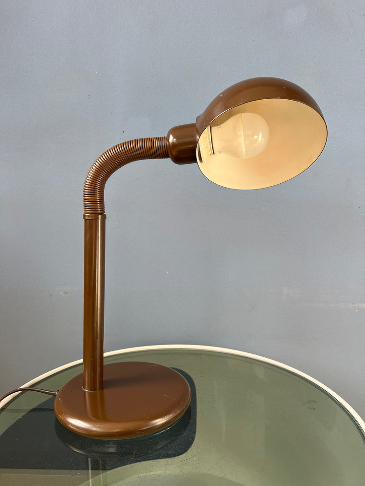 Adjustable Mid Century Brown Snake Table Lamp