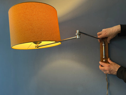 Mid Century Swing Arm Wall Lamp with Yellow Shade