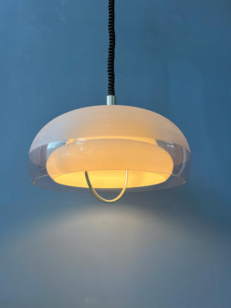 Mid Century Clear Acrylic Glass UFO Space Age Pendant Lamp