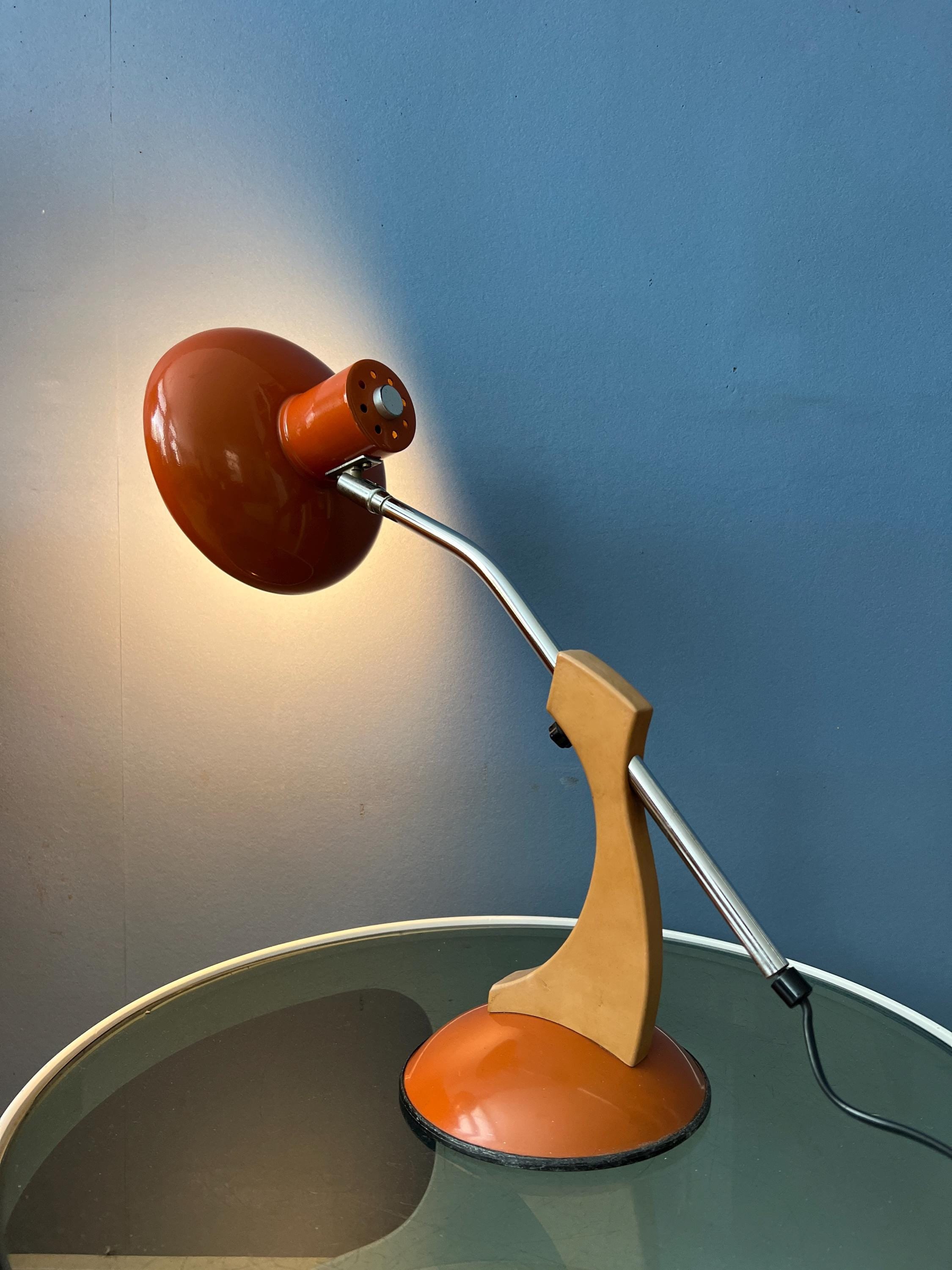 Massive Orange and Brown Fase Style Space Age Desk Lamp