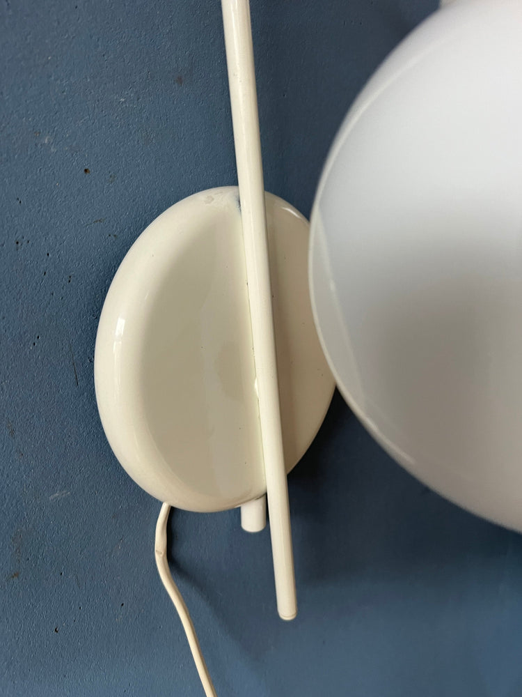 White Opaline Glass Mid Century Wall Lamp
