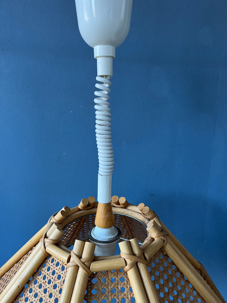 Rotan Pendant Lamp - Rattan Boho Light Fixture - Bamboo Vintage Lamp