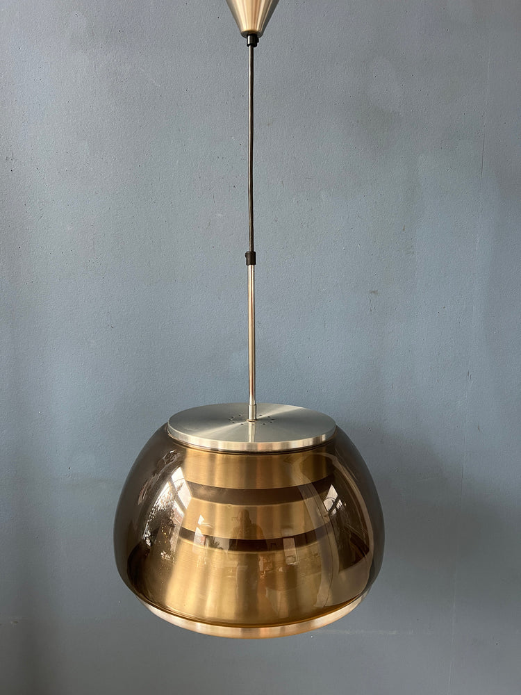 Mid century Space Age Smoked Glass Pendant Lamp