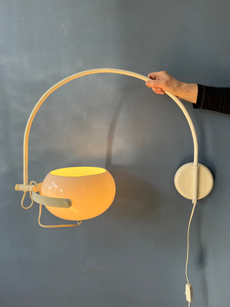 Mid Century Dijkstra Arc Wall Lamp - White Swing Arm Wall Light