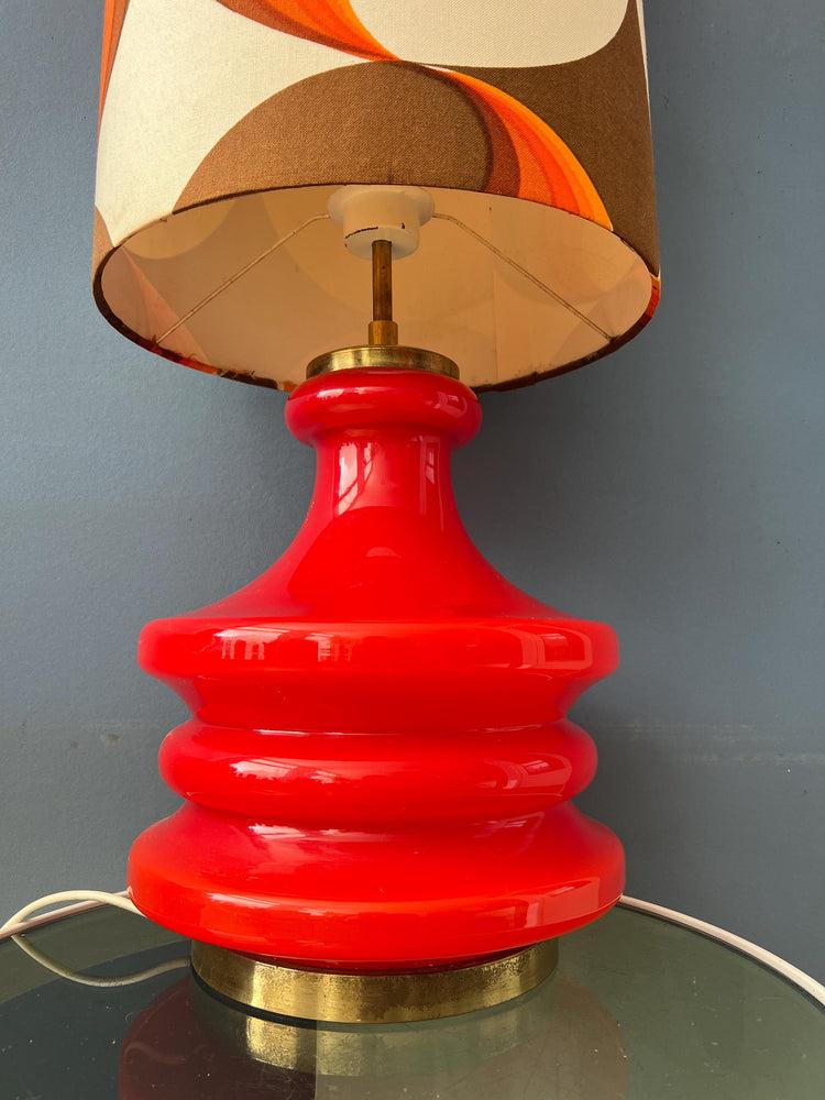 Orange Glass West Germany Floor Lamp with Space Age Fabric Shade