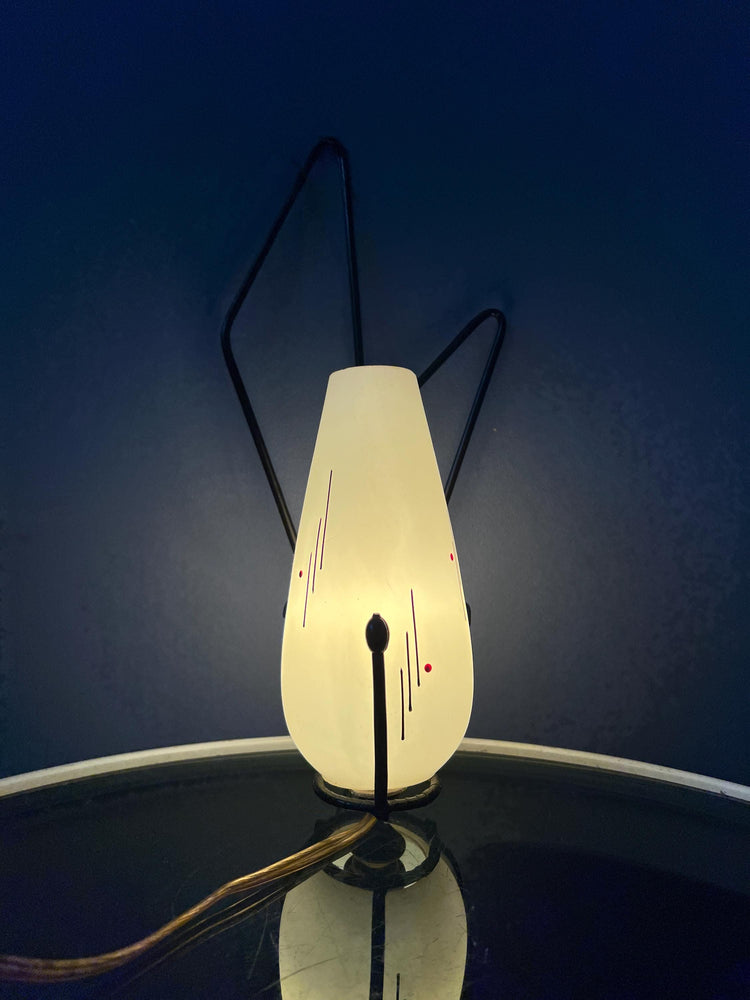Mid Century Philips Opaline Glass Sconce Wall Lamp with Black Frame