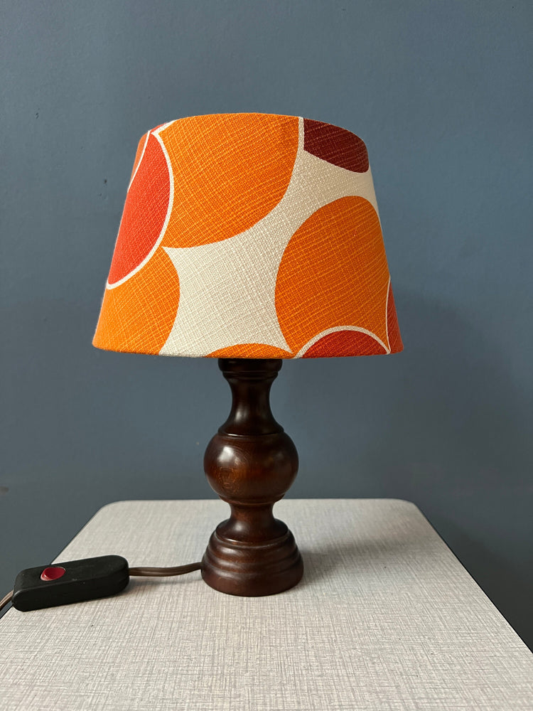 Vintage Space Age Table Lamp with Orange Textile Shade