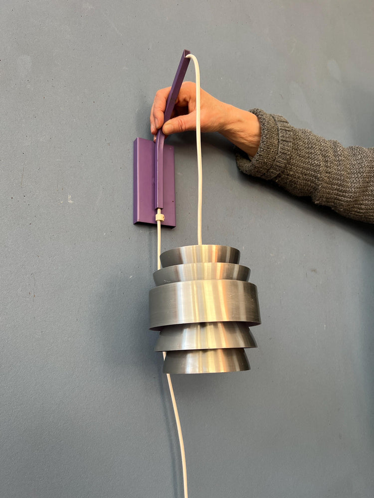 Small Purple Mid Century Lakro Rod 'Trava' Wall Lamp