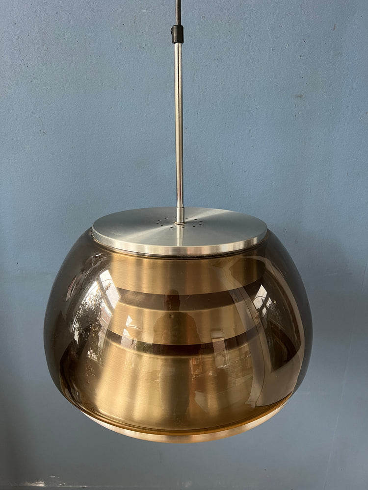 Mid century Space Age Smoked Glass Pendant Lamp
