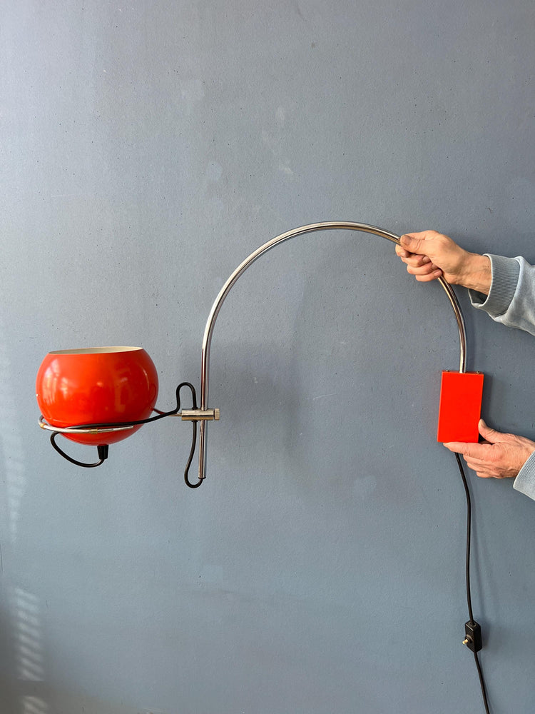Vintage Orange GEPO Mid Century Arc Eyeball Wall Lamp