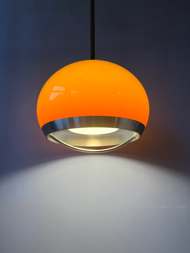 Vintage Orange Dijkstra Pendant Light / Mid Century Space Age Light Fixture