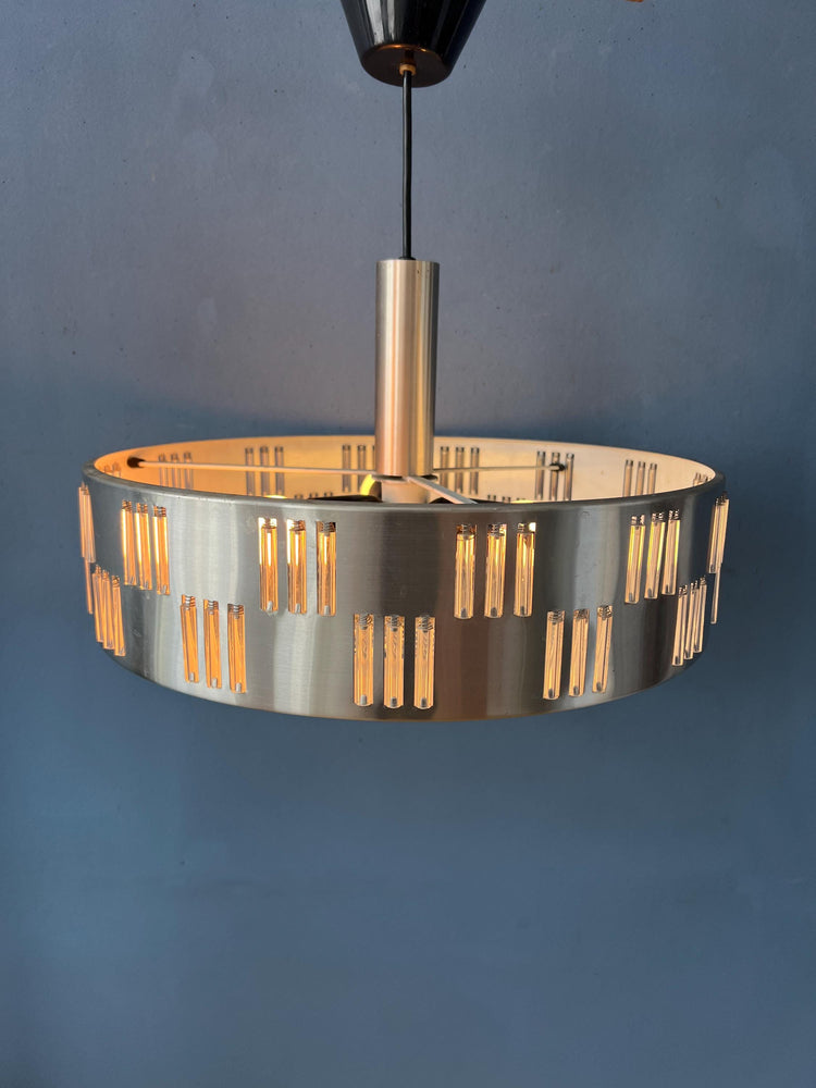 Mid Century UFO Pendant Lamp With Crystal Glass