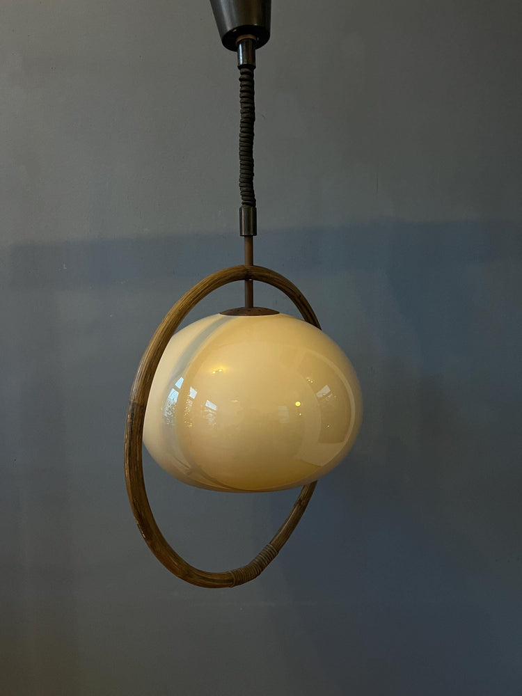 Mid Century Bamboo Dijkstra Space Age Mushroom Pendant Lamp