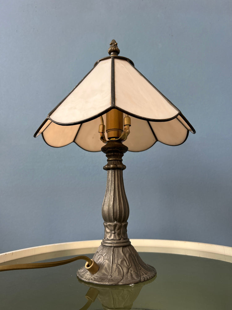 Small Stained Glass Tiffany Art Deco Table Lamp