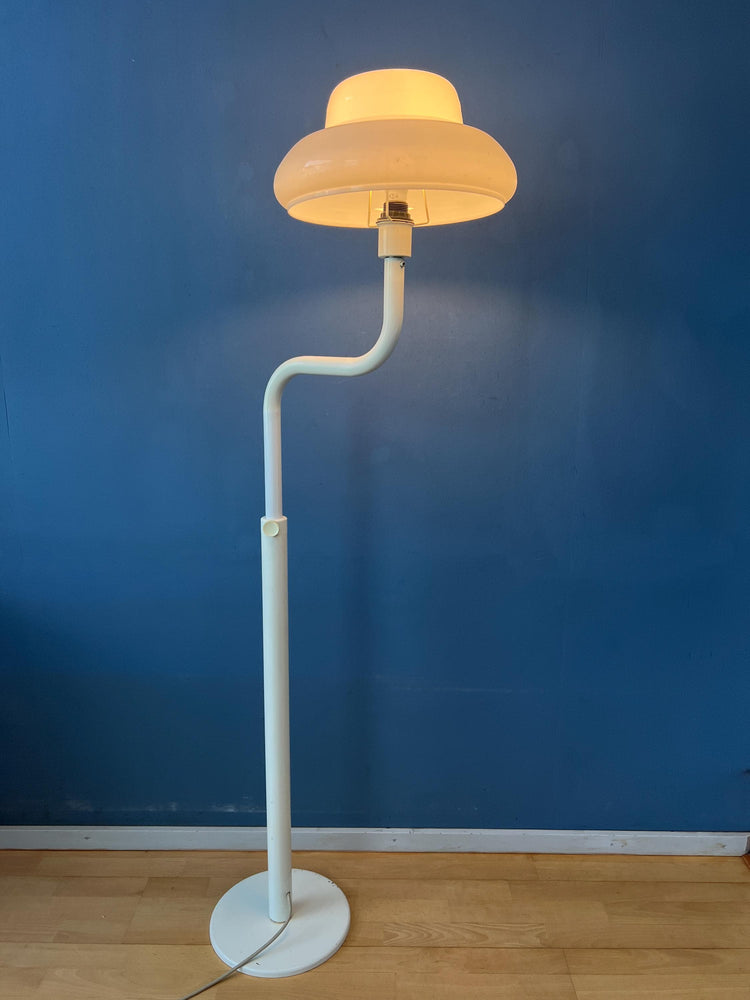 Mid Century Mushroom Floor Lamp with White Plexiglass Shade