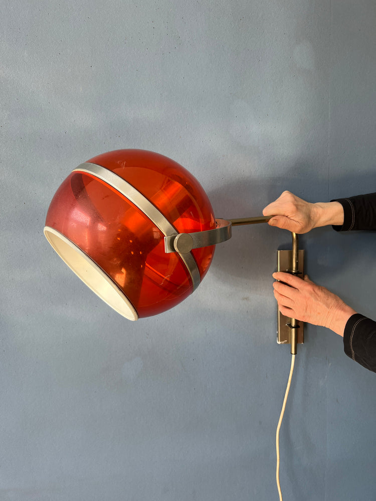 Vintage Orange Dijkstra Globe Space Age Wall Lamp