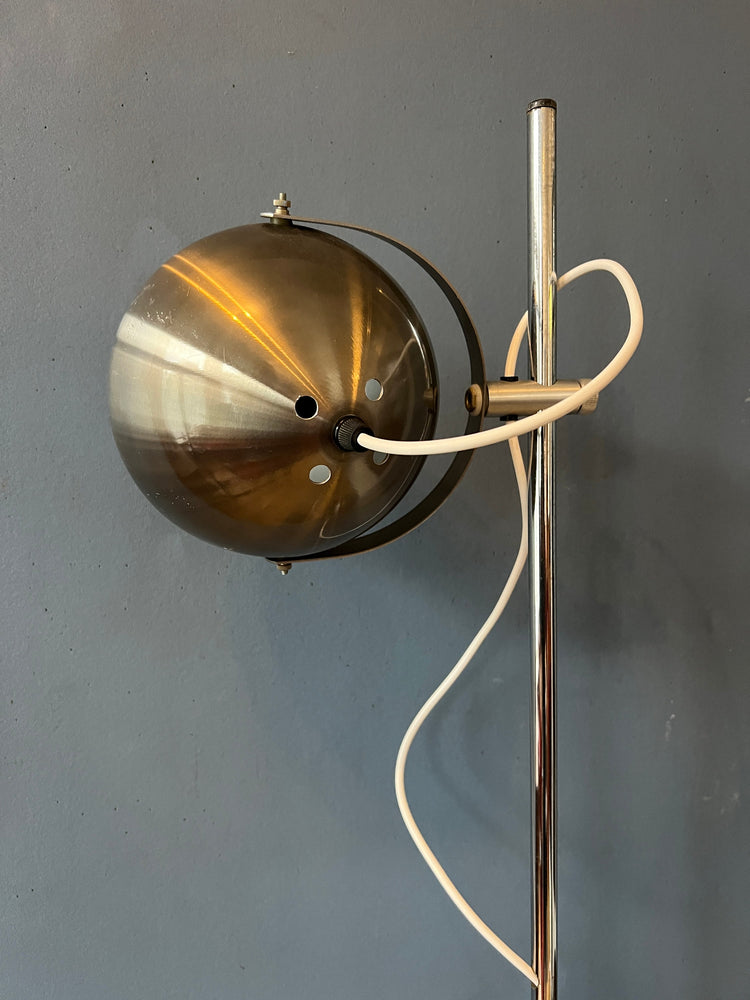 Vintage Dark Silver Herda Space Age Eyeball Floor Lamp