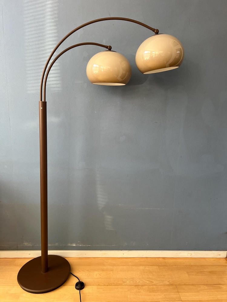 Vintage Brown Dijkstra Double Arc Mushroom Floor Lamp