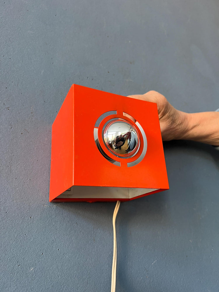 Vintage Orange Philips Space Age 'Cube' Mirror Wall Lamp