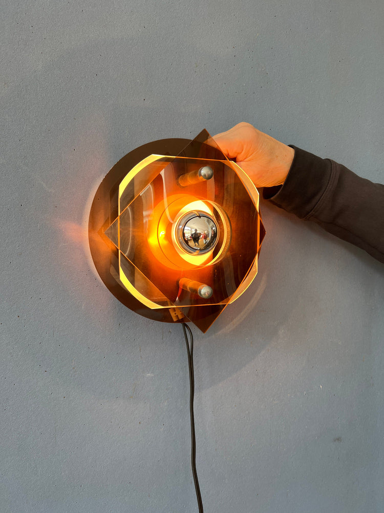 Herda Space Age Rounded Plexiglass Wall Sconce - Perspex Wall Lamp
