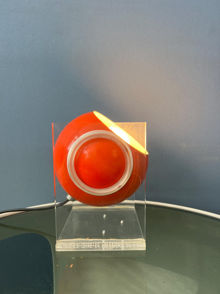 Small Orange Mid Century Perspex Space Age Eyeball Table Lamp