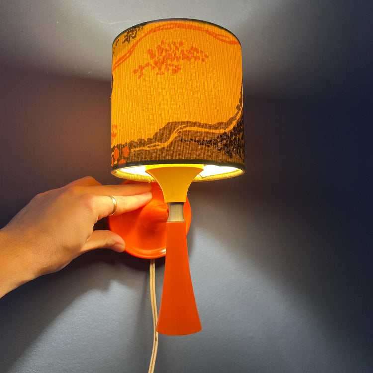 Orange Mid Century Space Age Textile Sconce Wall Lamp