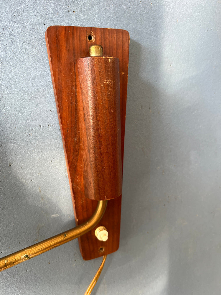 Mid Century Wall Lamp - Swing Arm Wall Light - Danish Teak Sconce
