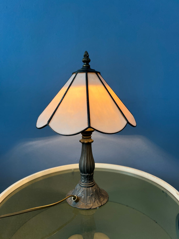 Small Stained Glass Tiffany Art Deco Table Lamp