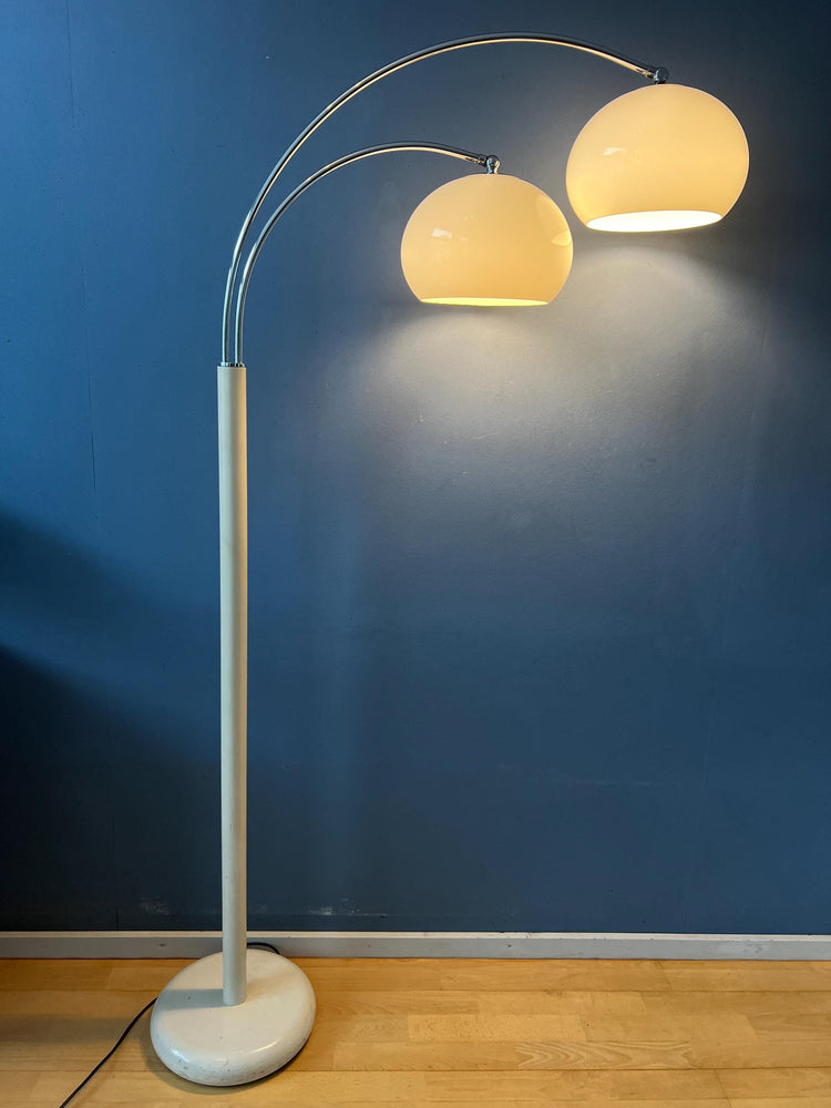 White Dijkstra Double Arc Space Age Mushroom Floor Lamp