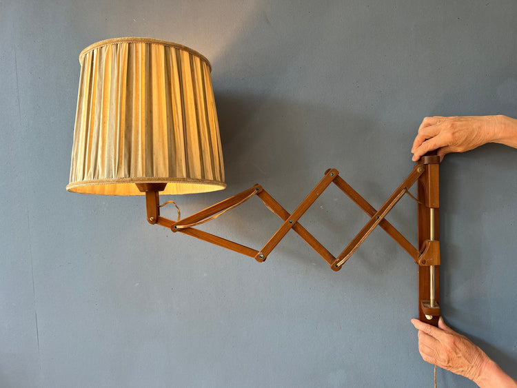 Teak Wood Scissor Wall Light