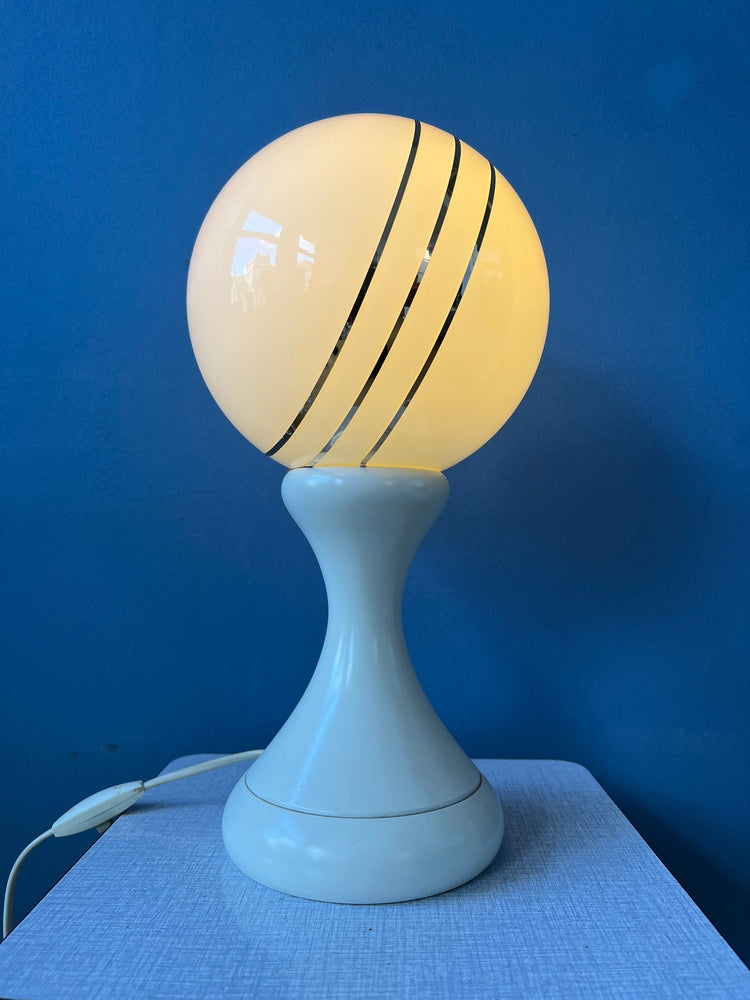 White Opaline Glass Space Age Table Lamp