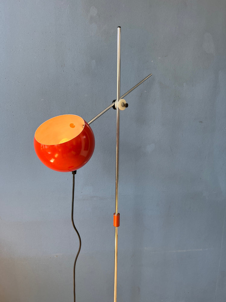 Vintage Red Floor Lamp - Eyeball - Space Age - Mid Century Standing Light