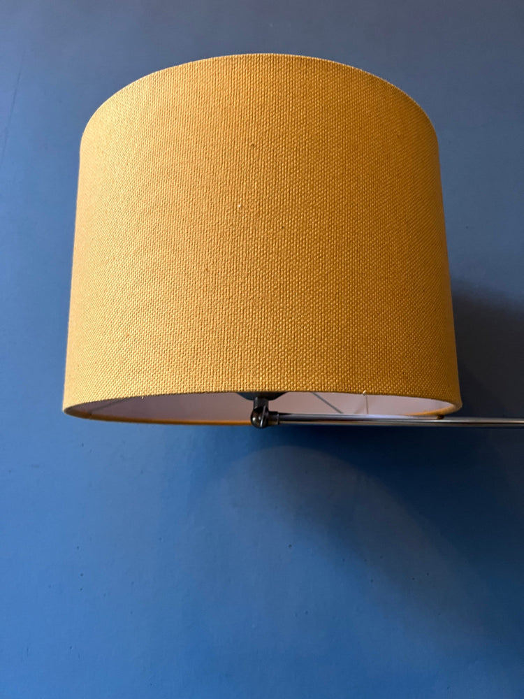 Mid Century Swing Arm Wall Lamp with Yellow Shade