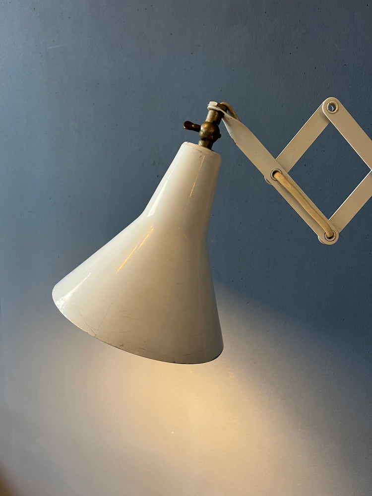 White Metal Mid Century Scissor Wall Lamp