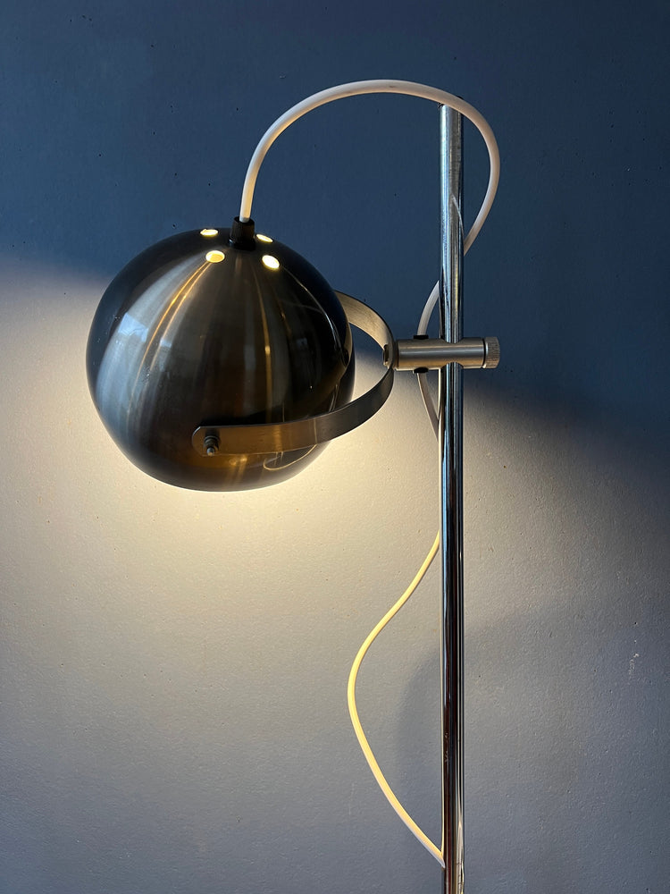 Vintage Dark Silver Herda Space Age Eyeball Floor Lamp