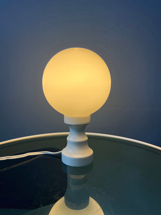White Space Age Opaline Glass Table Lamp
