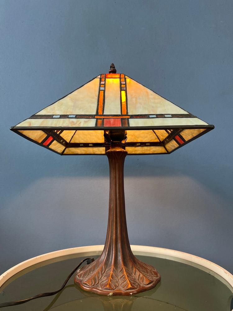 Colourful Tiffany Stained Glass Table Lamp Art Deco Style
